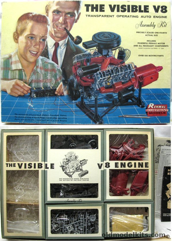 Renwal 1/4 The Visible V8 (V-8) Transparent Motorized Operating Auto Engine, 802 plastic model kit